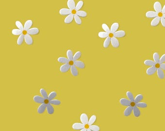 Mini stickers imperméables marguerites : stickers floraux faits main pour bouteilles d'eau - Lot de 10