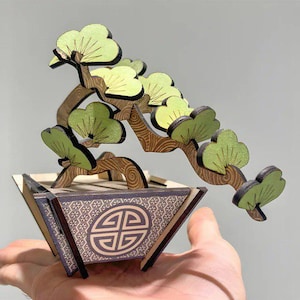 Arquivo de corte a laser de árvore de bonsai | Árvore multicamadas 3D [ai, dxf, svg,eps,cdr] | Modelo Glowforge e CNC | Download digital