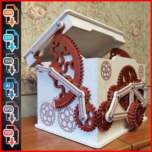 Caja fuerte mecánica de madera con cerradura de dial – Kit de rompecabezas 3D – Archivo cortado a láser [CRD, AI, DXF]