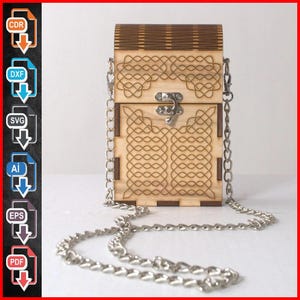 Archivo DXF de minibolso de madera cortado con láser - Descarga instantánea, Plantilla de bolso, Router CNC, Glowforge, Bolso de madera DIY