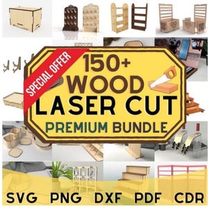 Pacchetto di oltre 150 file tagliati al laser / Supporti, cornici, puzzle, portaoggetti, portachiavi, scatole per gioielli e altro / File vettoriali CDR PDF AI svg dxf