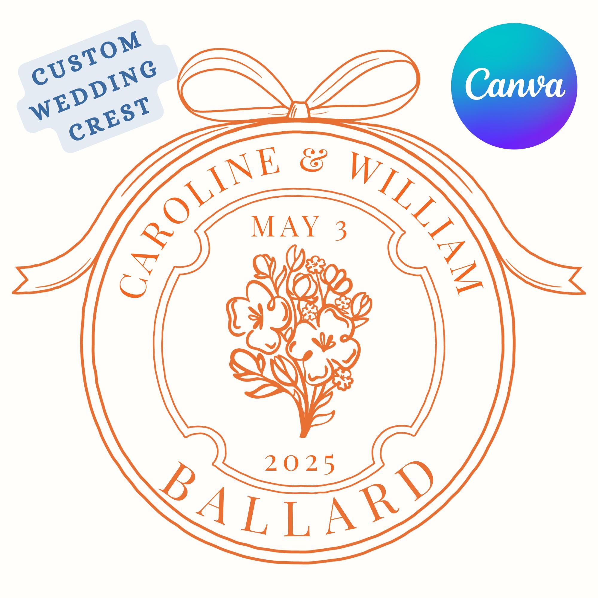 Elegant Custom Wedding Monogram Logo • Personalized Crest Design With ...