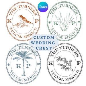 Customizable Wedding Logo Crest Template: Editable Canva Design