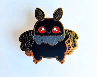 Cute Mothman Enamel Pin, Baby Mothman, Kawaii Mothman Enamel Pin, Mothman Gifts, Mothman Lovers, Cryptid Enamel Pins, Cute Cryptids