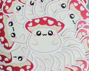 Cute Mushroom Vinyl Sticker, Cute Mushroom Planner Sticker, Anime Sticker, Cute Decal, Laptop Sticker, Tumbler Sticker