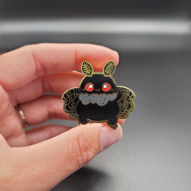 Cute Mothman Enamel Pin, Baby Mothman, Kawaii Mothman Enamel Pin, Mothman Gifts, Mothman Lovers, Cryptid Enamel Pins, Cute Cryptids image 4