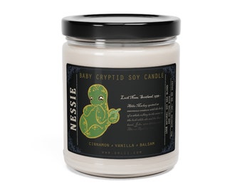 Nessie Candle, Loch Ness Monster Candle, Cute Soy Candle, Cryptid Candle, Nerd Candle, Geek Candle, Mythical Creature