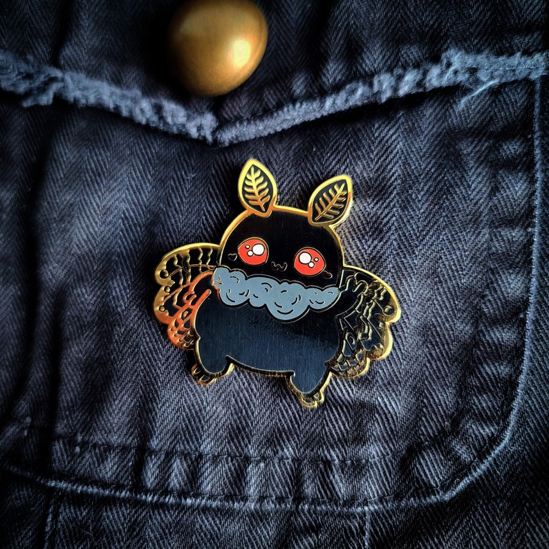 Cute Mothman Enamel Pin, Baby Mothman, Kawaii Mothman Enamel Pin, Mothman Gifts, Mothman Lovers, Cryptid Enamel Pins, Cute Cryptids image 3