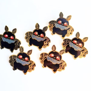 Cute Mothman Enamel Pin, Baby Mothman, Kawaii Mothman Enamel Pin, Mothman Gifts, Mothman Lovers, Cryptid Enamel Pins, Cute Cryptids image 2