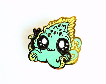 Cute Baby Kraken Enamel Pin, Baby Kraken pins, Cute Kraken Enamel Pin, Kraken Cryptid Gifts, Cute Cryptid Enamel Pins, Cute Cryptids