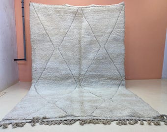Moroccan rug ivory - Solid white rug - Plain white rug - Wool berber rug - Beni ourain rug - Custom rug - Handmade rug - Moroccan area rug