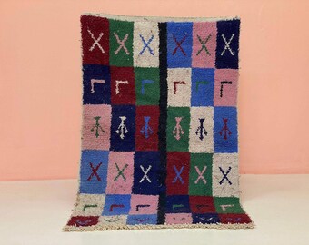 Moroccan Wool Rug -Colorful berber rug -Bohemian colorful rug, Handmade moroccan rug, Area rug for living room, Moroccan custom rug
