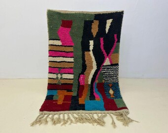 カラフルなボヘミアンウールラグ：幾何学模様のシャギーラグ 8x10