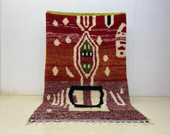 Böhmischer, farbenfroher Teppich, handgeknüpfter marokkanischer Teppich, Wohnzimmerteppich, marokkanischer Teppich nach Maß, farbenfroher Berberteppich