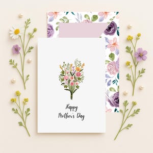 Tarjeta imprimible para el Día de la Madre – Tarjeta digital floral para mamá – Feliz Día de la Madre – Saludo de descarga instantánea con sobre – Tarjeta de felicitación para mamá