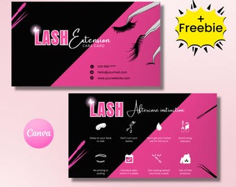 Lash Extension Aftercare Card Template: Canva Editable, Printable Guide (2x3.5")