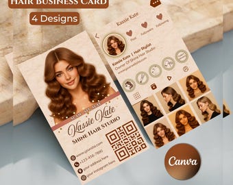 Instagram Business Card for Hairstylist, Beauty Business Card, Hair Business Cards, QR Code Business Card, Canva Hairdresser Card Template