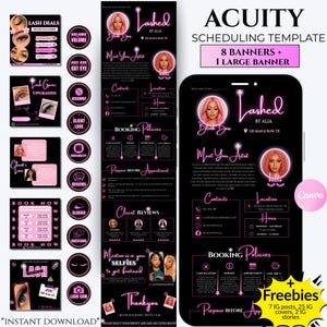 Acuity Scheduling Template Lash Tech, Acuity Booking Template, Lash Banners, Lash Tech Website, Lash Booking Site Acuity, Canva Templates