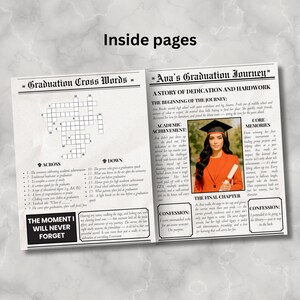Large spread graduation program template 17x11 inch newspaper style keepsake