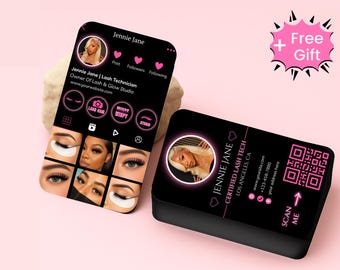 Lash Tech Instagram Business Card | Beauty QR Code Card for Nail Tech, Lash Salon & Hairstylists | DIY Canva Template