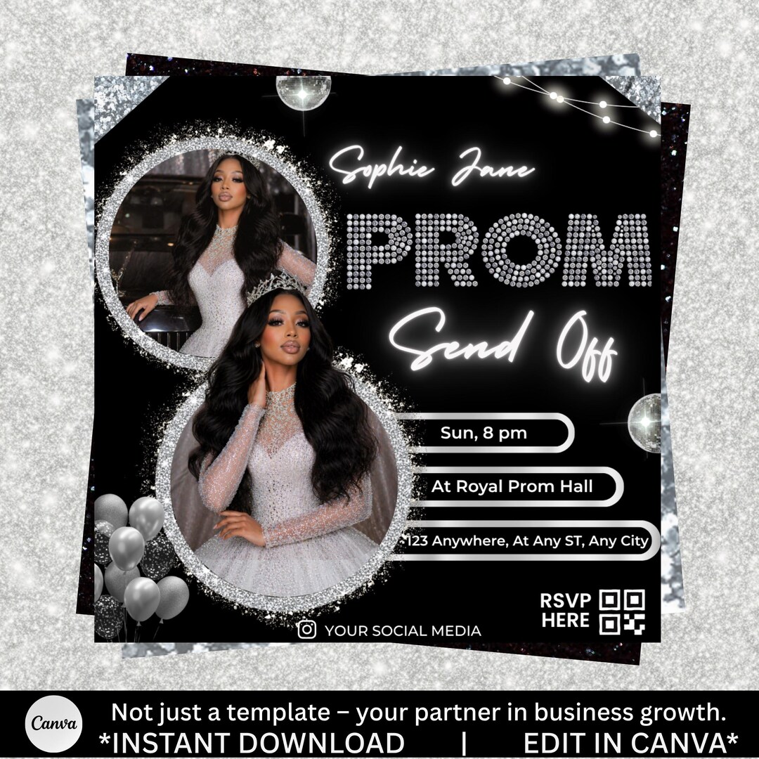 Instant Prom Design Prom Send off Flyer, DIY Prom Flyer, Prom Night Invite, Prom Send off ...