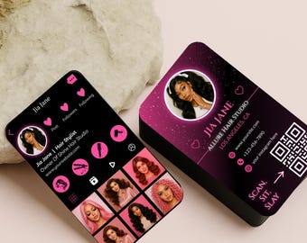 Friseur Instagram Visitenkarten, Haar Visitenkarte, IG Karte für Hair Nail salon oder Lash Tech, DIY Canva Template, Beauty Visitenkarte
