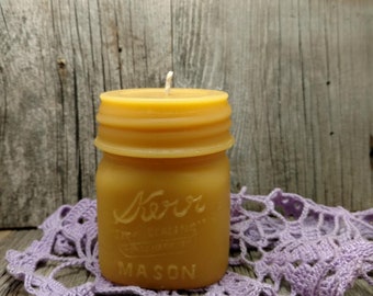 1/2 Pint Canning Jar Beeswax Candle