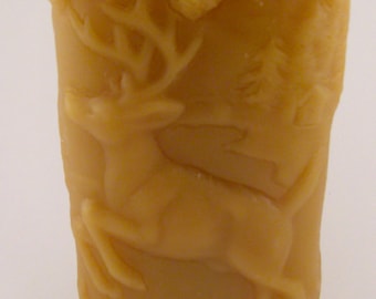 Pure Beeswax Candle Deer and Bear Pillar