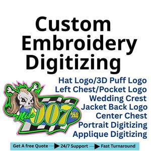 custom embroidery digitizing, logo digitizing, embroidery digitizing service, embroidery, image digitizing, Custom Digitize, convert to dst