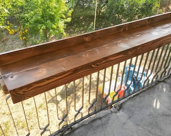 Unique Wooden Balcony Bar, Space-Saving Outdoor Furniture in Natural Wood, Walnut, Oak, Black, or White Options