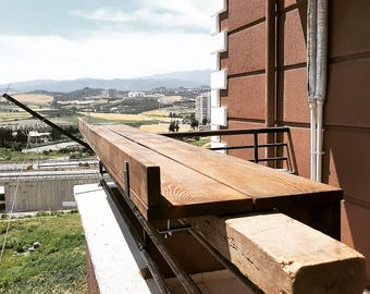 Handcrafted Balcony Bar for Railings, Choose from Rustic Natural Wood, Dark Walnut, Oak, Sleek Black, or White Finishes