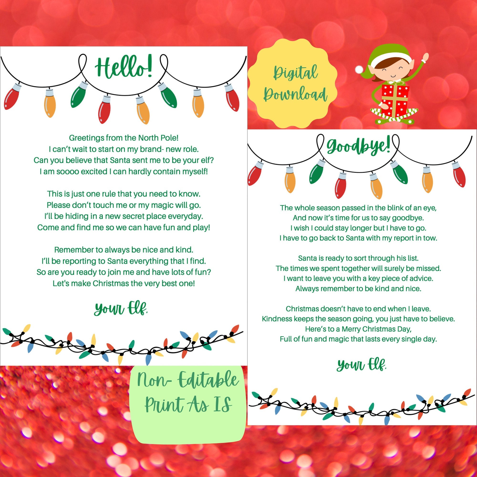 Elf Arrival Letter, Elf Printable Elf Letter, Elf Welcome Letter, Elf Hello, Elf Print, Elf on the, Elf Props, Elf Goodbye, Instant Download