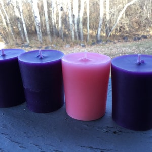 Pure Beeswax Advent Wreath Votive Candles - Set of 4 Votives