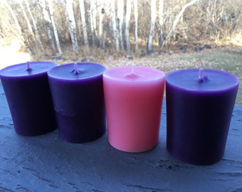 Pure Beeswax Advent Wreath Votive Candles - Set of 4 Votives