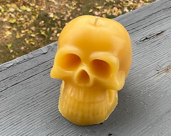 Pure Beeswax Memento Mori Skull Candle