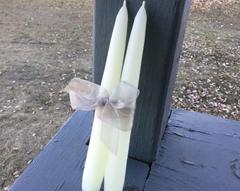 White Beeswax Tapers - Set of 2