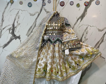White nikkah afghan kochi bridal wedding dress
