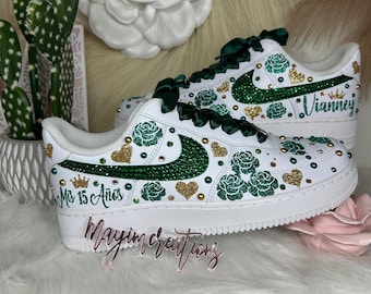 Personalized Quinceañera Sneakers/Sweet 16/XV - Crystals (Green)