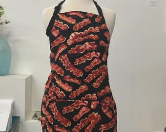 Reversible Unisex Apron: Bacon Print (Standard Length) for Crafting, Gardening, Art, Pottery, Cooking & More!
