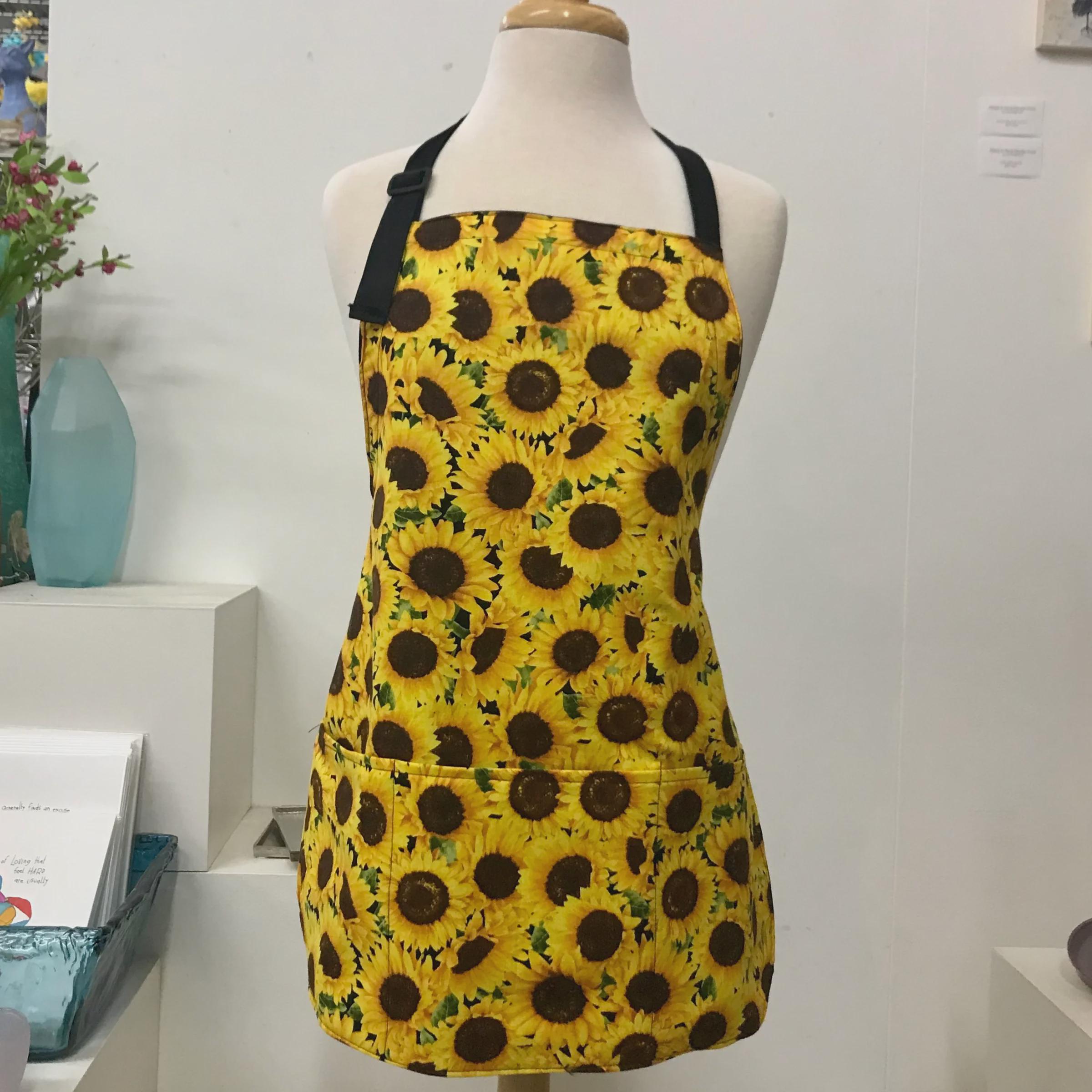 Reversible Unisex Apron: Sunflower Print (Standard Length) for Crafting, Gardening, Art, Pottery, Cooking & More!