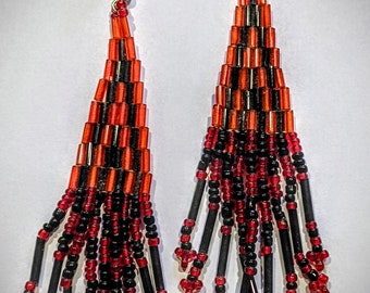 Bugle Bead Fringe Earrings