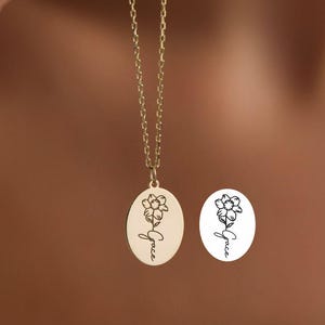 Personalized Family Birthflower Name Necklace, Custom Mother’s Day Gift, Birth Month Flower Necklace for Mom, Grandma, Keepsake Jewelry