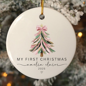 Baby Girl First Christmas Ornament, Girls First Xmas Ornament with Baby Name, Personalized Baby Girl Keepsake Ornament 2025