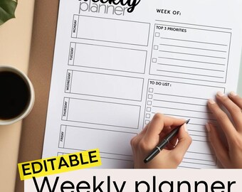 ADHD weekly planner printable PDF | Undated Weekly Schedule Mom Life | Sunday & Monday Start To-Do List | Neurodivergent Executive Function