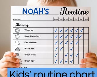 Kids' routine chart for Toddlers and Kids: Morning & Bedtime visual routine help ADHD children (Digital Download)