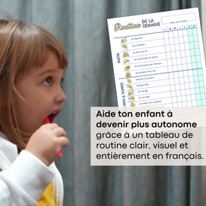 Aide ton enfant à devenir plus autonome grâce à un tableau de routine clair, visuel et entièrement en français.