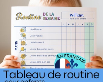 Tableau de routine pour enfants en français à imprimer | Planning matin, après-midi et soir pour l'autonomie