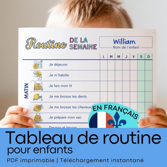 Tableau de routine pour enfants en français à imprimer | Planning matin, après-midi et soir pour l'autonomie