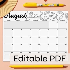 Calendário familiar editável de agosto de 2025, PDF para impressão, tamanho carta, para mães que planejam a volta às aulas, a vida familiar e as rotinas do fim do verão