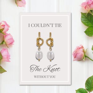 Tie the knot bridesmaid earrings, bridesmaid card, bridesmaid gift, knit earrings, bridesmaid proposal